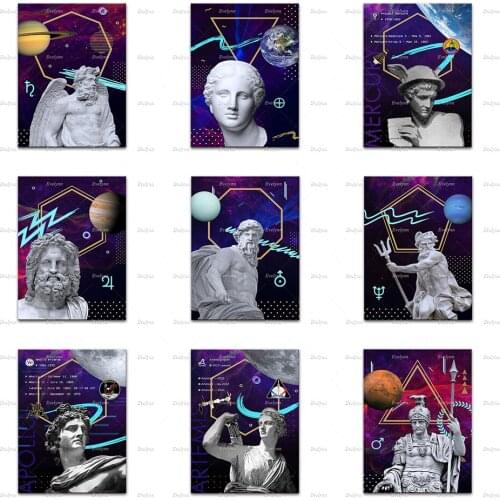 Synthwave Ancient Gods And Planets: Mercury — Poster Home Decor Canvas Wall Art Prints Living Room Decoration Unique Gift