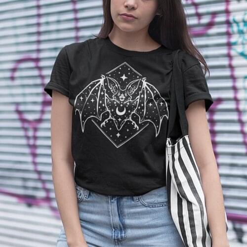 Cosmic Bat Shirt Witch gothic t-shirt women 100% Cotton funny tumblr graphic street style Fashion unisex hipster tee top tshirt