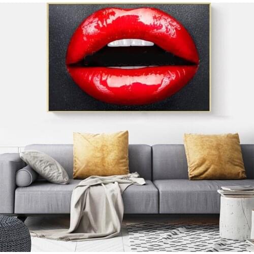 Sexy Red Lips Canvas Painting Modern Abstract Posters and Prints Cuadros Wall Pictures for Living Room Home Decoration Unframed