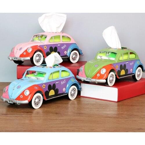 Tissue Box Wrought Iron Crafts Model Retro Bus Car Pumping Box Decoration for Home Office Desk School Bedroom Supplies