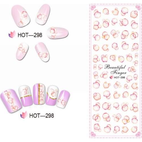 UPRETTEGO NAIL ART BEAUTY WATER DECAL SLIDER NAIL STICKER TRIPLE COLORS BUBBLE COBBLE STONES HOT298-300