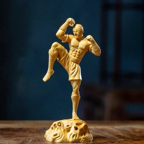 Li Qing Character Sculpture Boxwood Carving Crafts Wooden Statue Home Living Room Decoration Solid Wood Handmade Characters