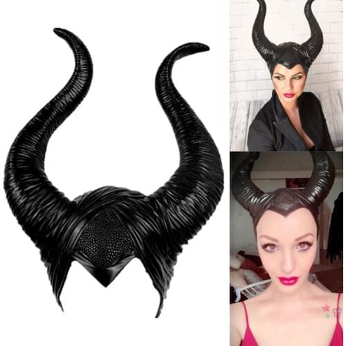 Maleficent:Mistress of Evil Headwear Mask Cosplay Props Unisex Halloween Black Queen Headgear Horns Hat