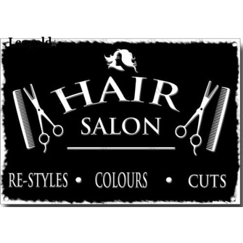 Metal Plaque Hair Salon Letter Poster Letter Tin Plate Bar Club Family Barber Shop Wall Decoration 20X30Cm