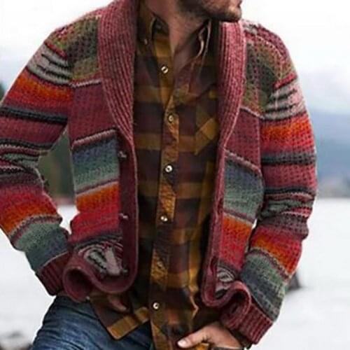 2020 Mens Cardigan Printed Sweaters Autumn Warm Christmas Sweater Men Fashion Printed Jacket Coat Casual Stand Collar Knitting