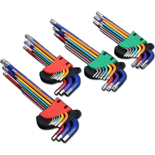 Allen Key Set L Wrench Kit For Allen Screw 9PCS Long Arm Hex Key Set 1.5mm To 10mm Hexagon Spanner Hand Tools For Bicycle Repair