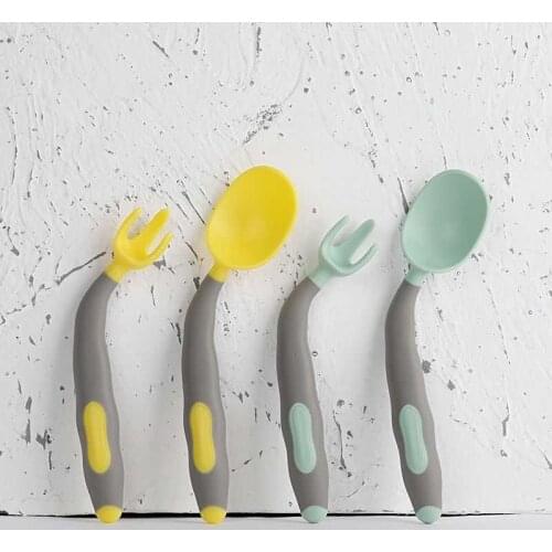 Disney New Baby Bendable Tableware Set Children Utensil Toddler Dinnerware Cutlery Cartoon Infant Food Feeding Spoon Fork