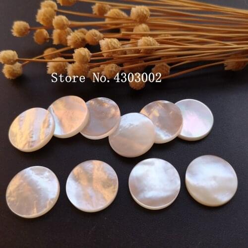 100pcs/lot 15mm 16mm 17mm 18mm Natural Round Disk Mother of Pearl shell for DIY Jewelry Double Flat MOP mother Pearl shell