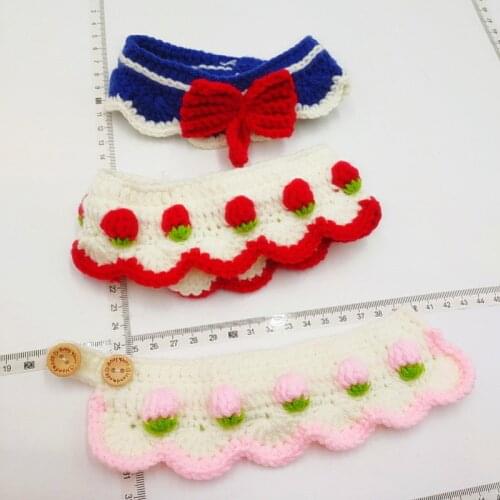 Handmade Crochet Wool Knitted Bib Dog Collar Cute Saliva Towel Cat Collar Cat Accessories Small Dog Accessories Pet Supplies