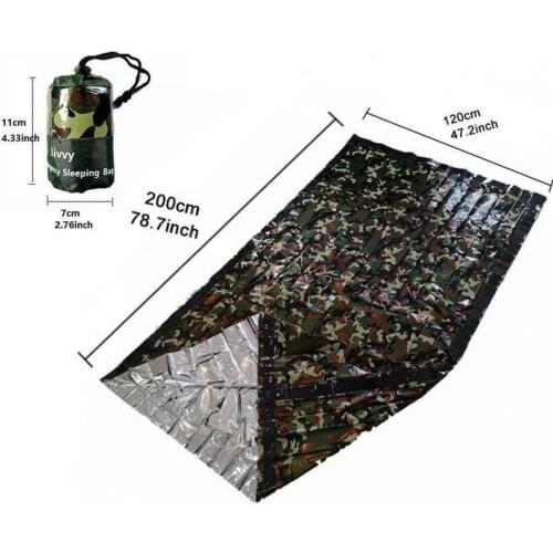 Pe Aluminized Jungle Camouflage Emergency Insulation Double Emergency Sleeping Bag Outdoor Warm Blanket