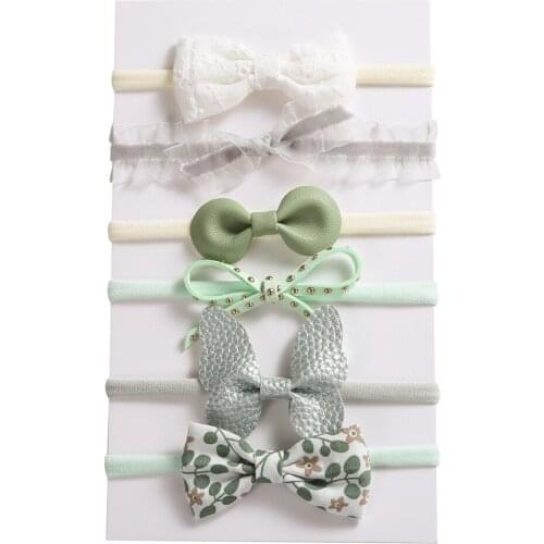 36pc/lot 2021 New Floral Prints Hair Bow Headbands,Princess Girls Lace Hair Bows Nylon Headbands Nylon Baby Turban Head Wraps