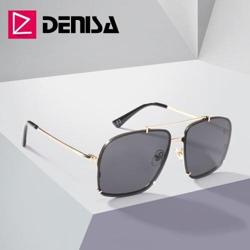 DENISA Square Mirror Mens Sunglasses Brand Designer Women Sunglasses 2019 Fashion Glasses Retro UV400 Shades For Women G25027