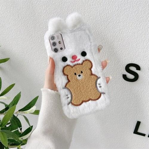 Fluffy Warm Case for Motorola Moto E7 Plus E6 E5 G9 Play G8 Power Lite G Stylus One Macro Fusion Vision Action Fur Dog Cover