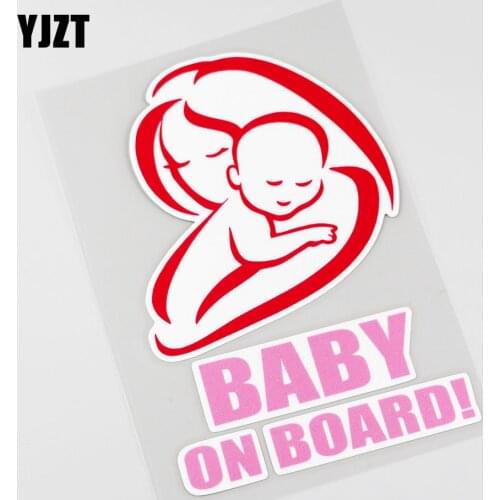 YJZT 10CMX15.2CM Baby ON Board Car Sticker Mother holding baby Pvc Decal 13A-0064