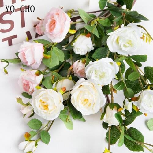 YO CHO Bouquet Artificial Rose Silk 7 Heads Flower Wedding Bouquet Bridal Prom Party Wedding Flower Supplies Marriage Decoration
