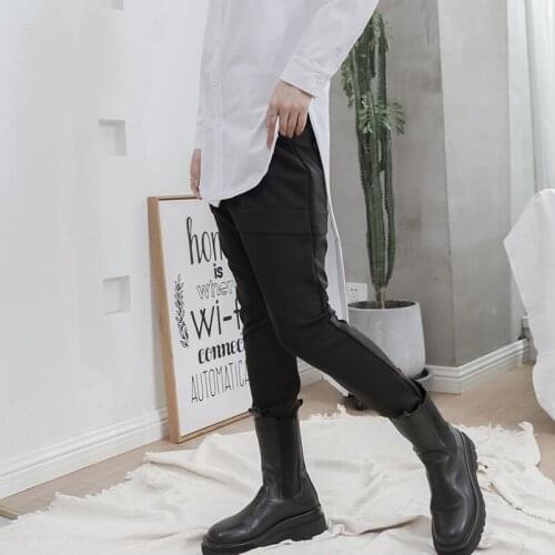 Ladies spring and autumn new classic dark personality all-match crotch casual large foot pants