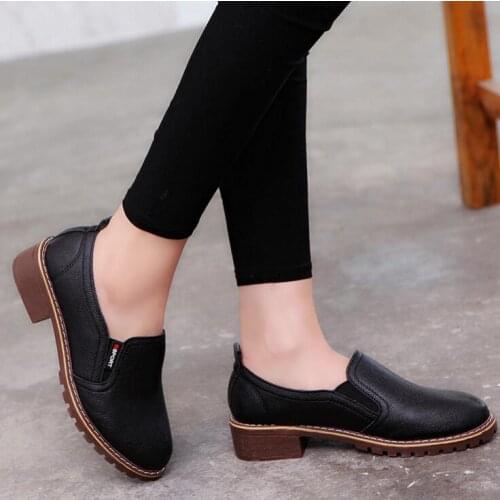 2021 Women Flat Shoes Round Toe Lace-Up Oxford Shoes Genuine Leather Brogue Casual Shoes