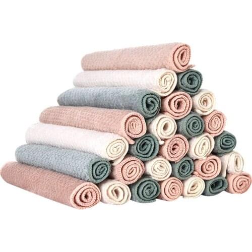 1pc Household Kitchen Towels Absorbent Thicker Double-layer Microfiber Wipe Table Kitchen Towel Cleaning Dish Washing Cloth