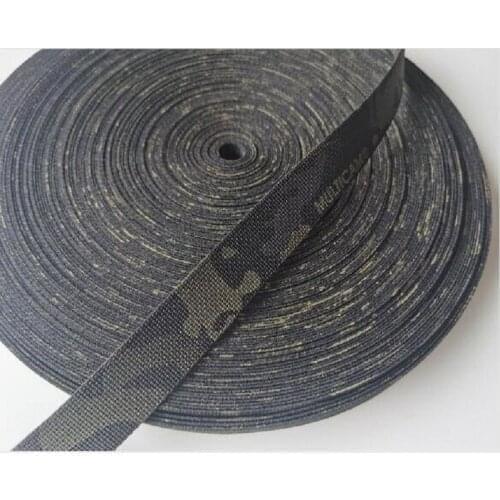 10M Length 25mm Wide Black Camouflage Jacquard Webbing Double Sided Printing Dyeing MCBK DIY Selvedge