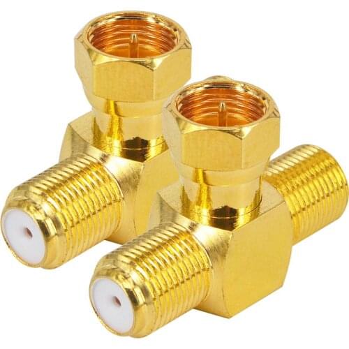 10 Pieces T shape F Type F 1 Male to F 2 Female Triple splitter 3 way T in Series RF Adapter Connector