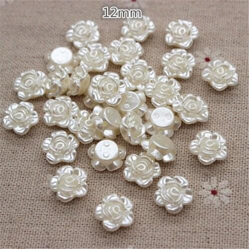 100pcs 12mm Resin ABS Rose Flower(with hole) FlatBack Cabochon DIY Scrapbooking Craft/Jewelry Decoration