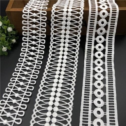 14Yards White Milk Silk Lace Trims Costume Trimmings 12 Styles Applique Water Soluble Lace Ribbon DIY Crafts Sewing Trim Lace