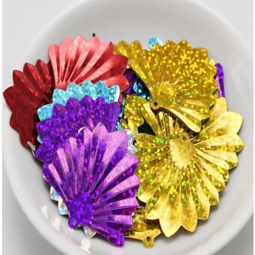 175 Mixed Color 34mm Large Fan Shape Loose sequins Paillettes Top Hole Sewing