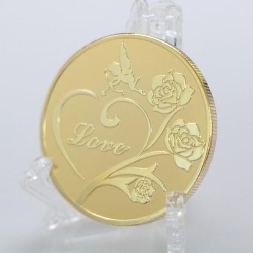 2021 Cupid Love Commemorative Coin Gold Plated Coin Rose Valentines Day Gift