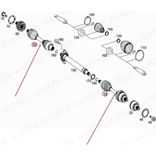 2463308900 2463309000 Car Front half shaft Suitable for W246 W176 A160 A180 B200mer ced es-be nzB250 Left and right half shaft