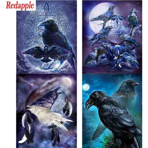 5D DIY Diamond embroidery crow Cross stitch Full Round Diamond mosaic raven Full Square Diamond painting black bird scripture