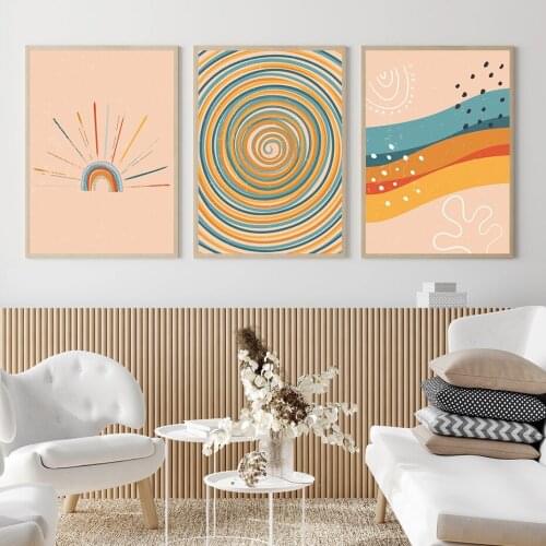 Abstract Pop Art Aesthetic Print Poster Sun Lights Stars Boho Rainbow Wall Art Picture Canvas Painting Living Room Decoration