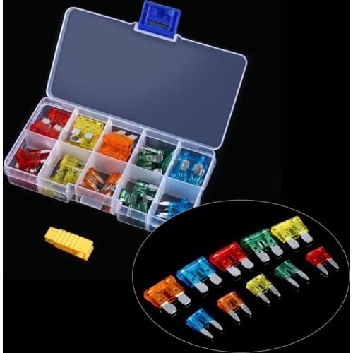 Car-Styling 50pcs Car Fuse Assortment 5A 10A 15A 20A 30A Car Blade Fuse With Clip Auto Standard Mini Fuse Boat Motorcycle Fuse