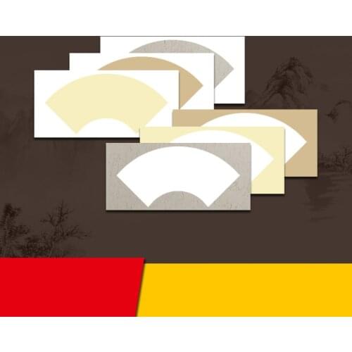 Calligraphy Paper Cards Papel Arroz 10sheets Fan Shaped Watercolor Painting Cards Thicken Raw Xuan Paper Lens Card Painting