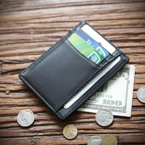 Genuine Leather Card Holder For Men Male Business Short Slim Front Pocket Mens Mini Small Wallet Coin Purse Certificate Case