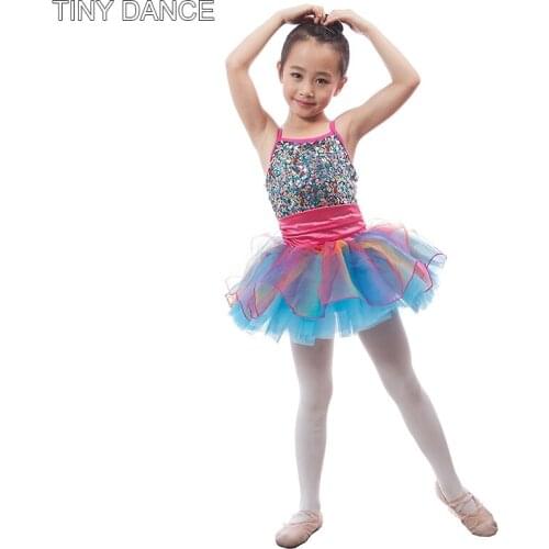 Kids Professional Dance Costume Ballet Tutu Jazz Dance Costume Girls Stage Show Sequin Tutu Dresses 6 Sizes for Choose 16263C