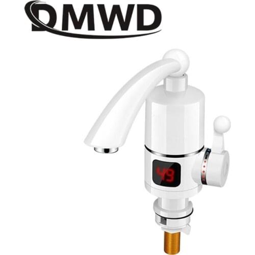 DMWD 3000W Instant Tankless Electric Hot Water Heater Faucet Kitchen Electric Heating Tap Boiler LED Temperature Dispay EU Plug