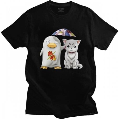 Kawaii Anime Gintama Tshirt Men Short Sleeves Leisure Elizabeth T-shirt Sadaharu T Shirt O-neck Soft Cotton Tee Tops Clothing