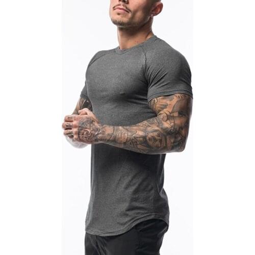 Mens Clothing Fashion T Shirt Men Cotton Breathable Fitness Mens Short Sleeve T-shirt Gym Tshirt Summer Tight Tee Shirt homme