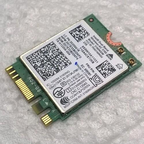 Int Dual Band Wireless-AC 3160 802.11a/b/g/n/ac + BT 4.0 WiFi Card For Lenovo Y40, Y50, E10-30 Series,FRU 04X6034 20200418