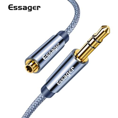Essager Headphone Extension Cable Jack 3.5mm Audio Aux Cable 3.5 mm Female Splitter Speaker Extender Cord For Earphone Adapter