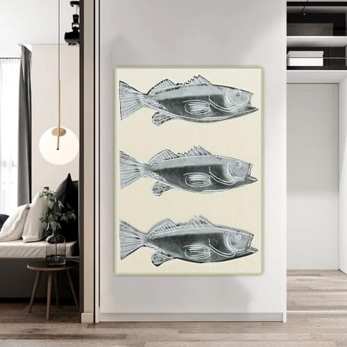 Canvas Oil Painting Andy Warhol"Fish"Modern Artwork Print Poster Wall Aesthetic Backdrop Home Living Room Interior Decoration