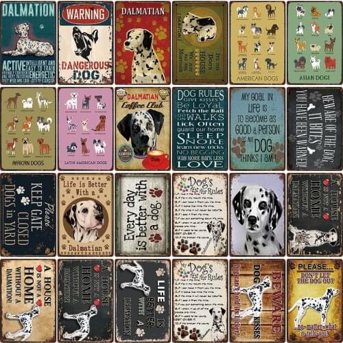 [ Kelly66 ] Pet Dogs Rules Warning Better Life With Dalmation Metal Sign Home Decor Bar Wall Art Painting 20*30 CM Size DG-13