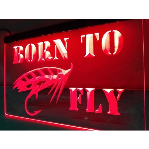 LK346- Fishing Born to Fly Lure Fish LED Neon Light Sign home decor crafts