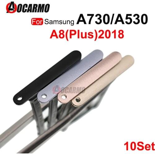 Aocarmo 10Pcs/Lot Dual SIM Card Tray For Samsung Galaxy A730 530 A8 Plus 2018 SIM Card Reader Sim Tray Holder