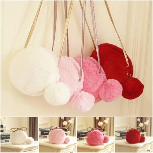 Small Cross Body Purse for Women Small Girls Shoulder Bag Mini hair bulb bag Cute Circular Crossbody Bags Fur Handbags Purse