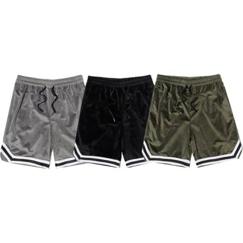 Fashion Hi Street Mens Velour Shorts Streetwear Hip Hop Velvet Short Joggers With Elastic Waist