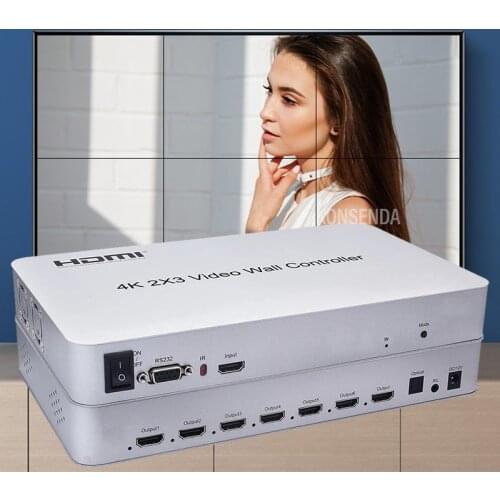4K HDMI 2X3 Video wall controller 2X3 TV wall video controller 6 displays multi screen video 6 Channels video