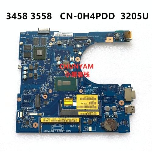 NEW AAL10 LA-B843P FOR Dell Vostro 3458 3558 Laptop Motherboard celeron3205U VGAport CN-0H4PDD H4PDD Mainboard 100%tested