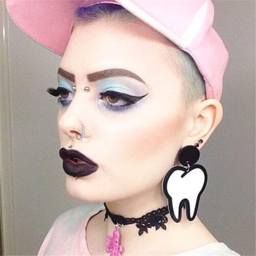 New Designs Teeth Earrings Resin Acrylic Drop Earrings For Women Party Night Club Punk Jewelry Gift Accessories