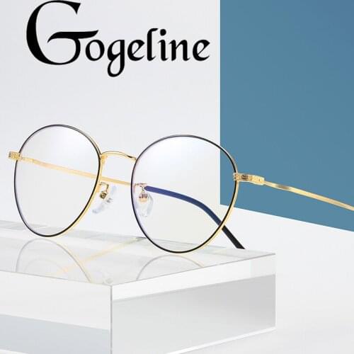Anti Blue Glasses Frame Women Men Round Eyeglasses Optical Myopia Prescription Glasses Spectacle Metal Computer Glasses